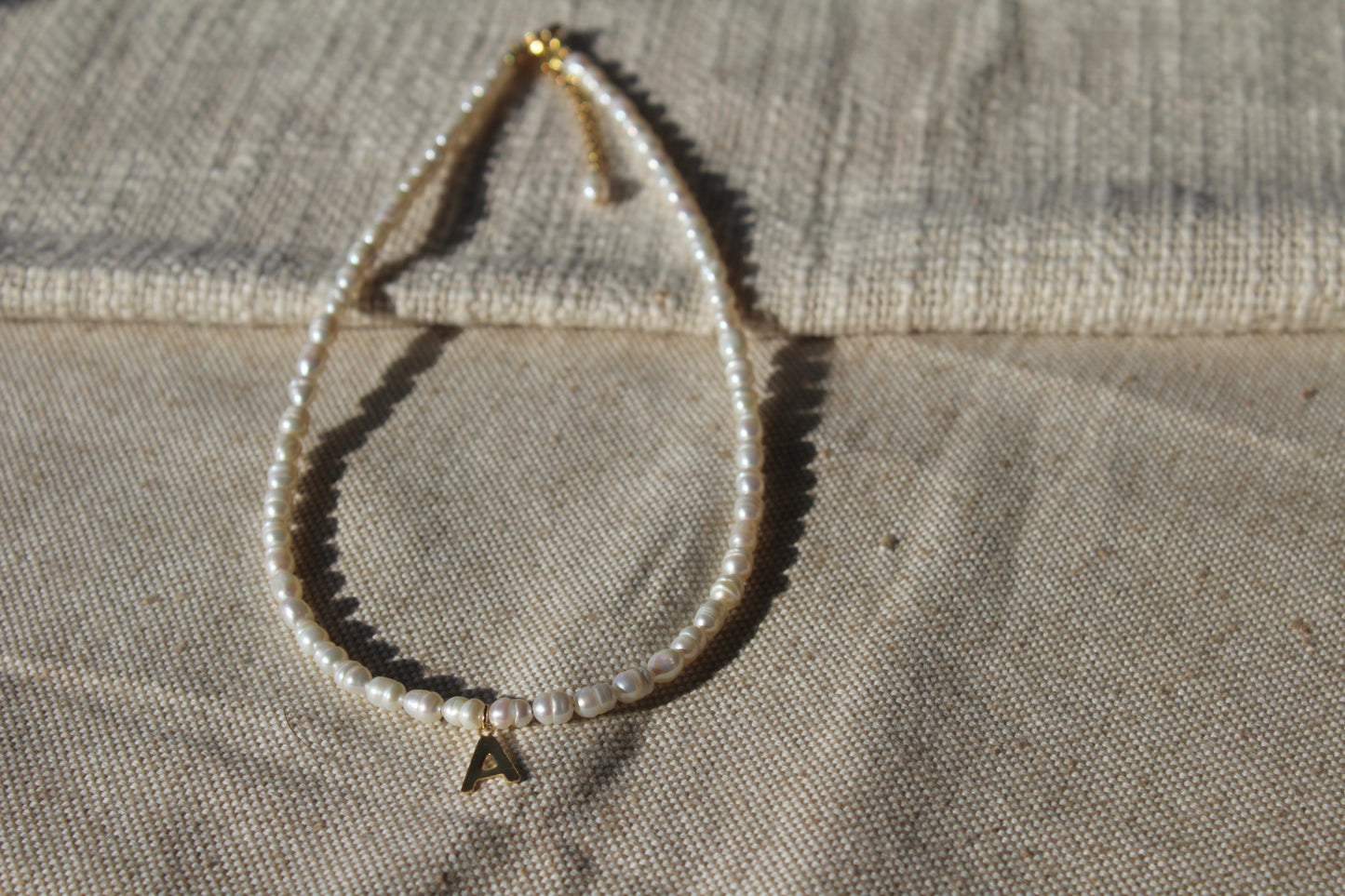 gold Initial pearl necklace