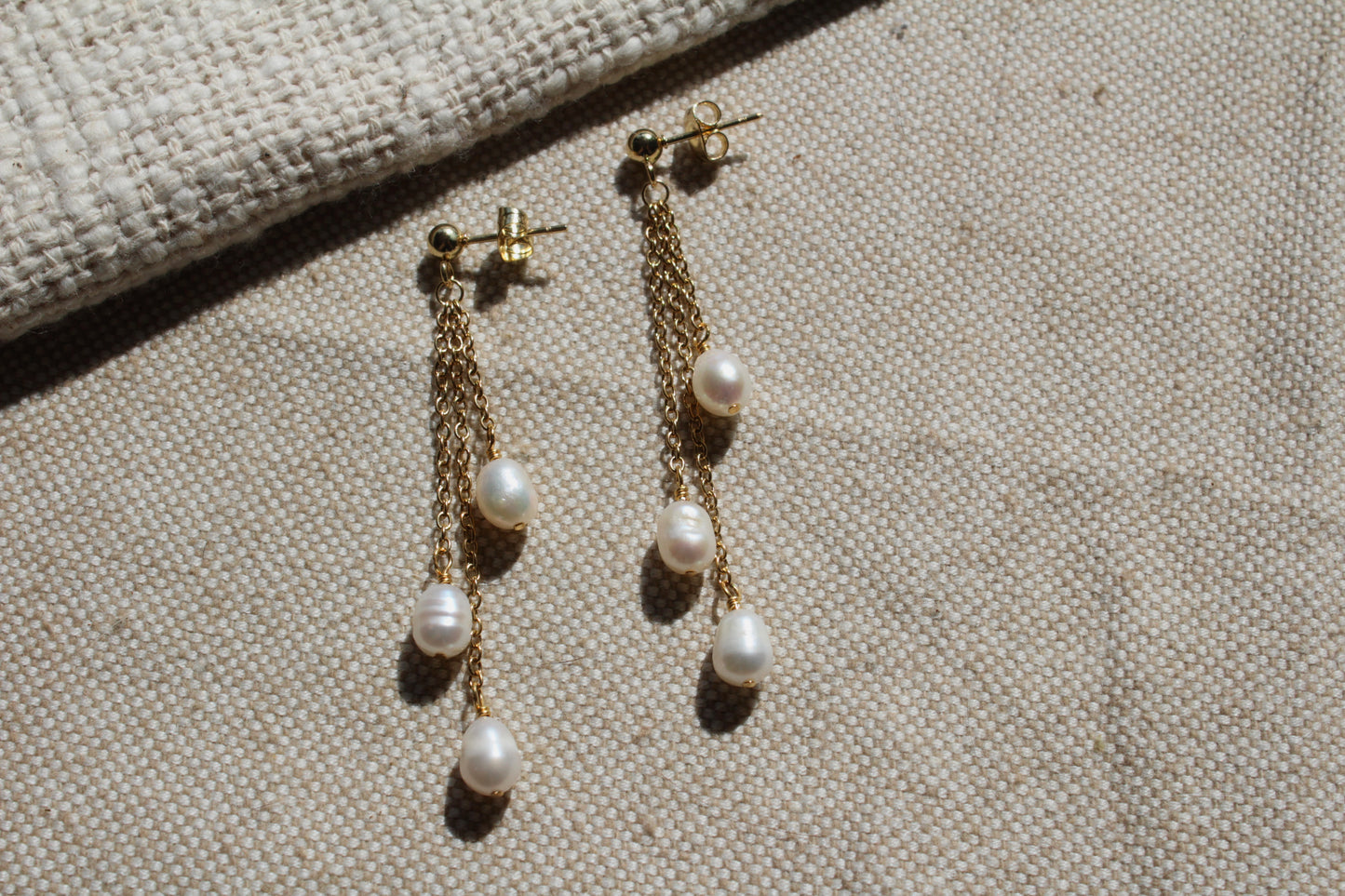 Layered pearl earrings