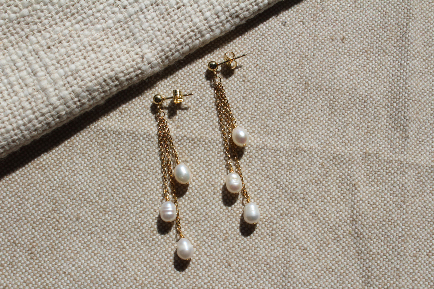 Layered pearl earrings