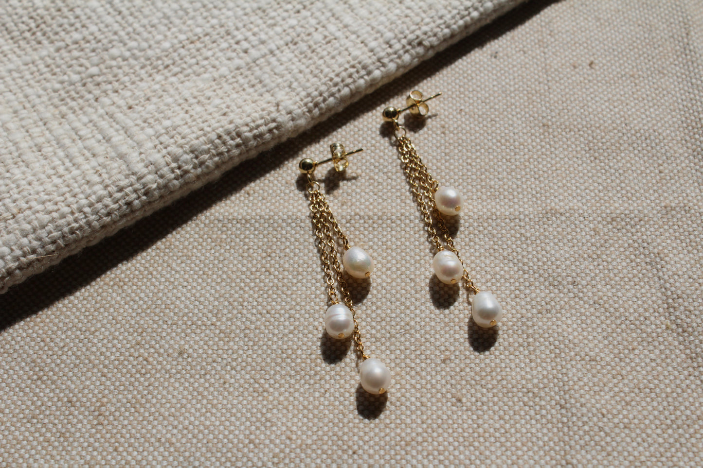 Layered pearl earrings