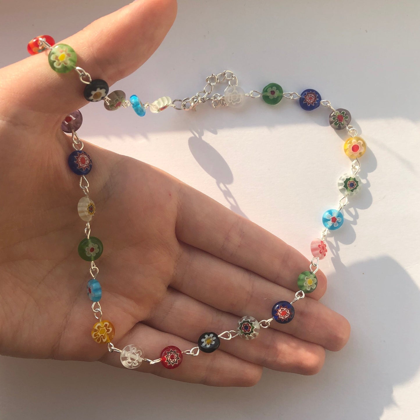 Millefiori chain necklace