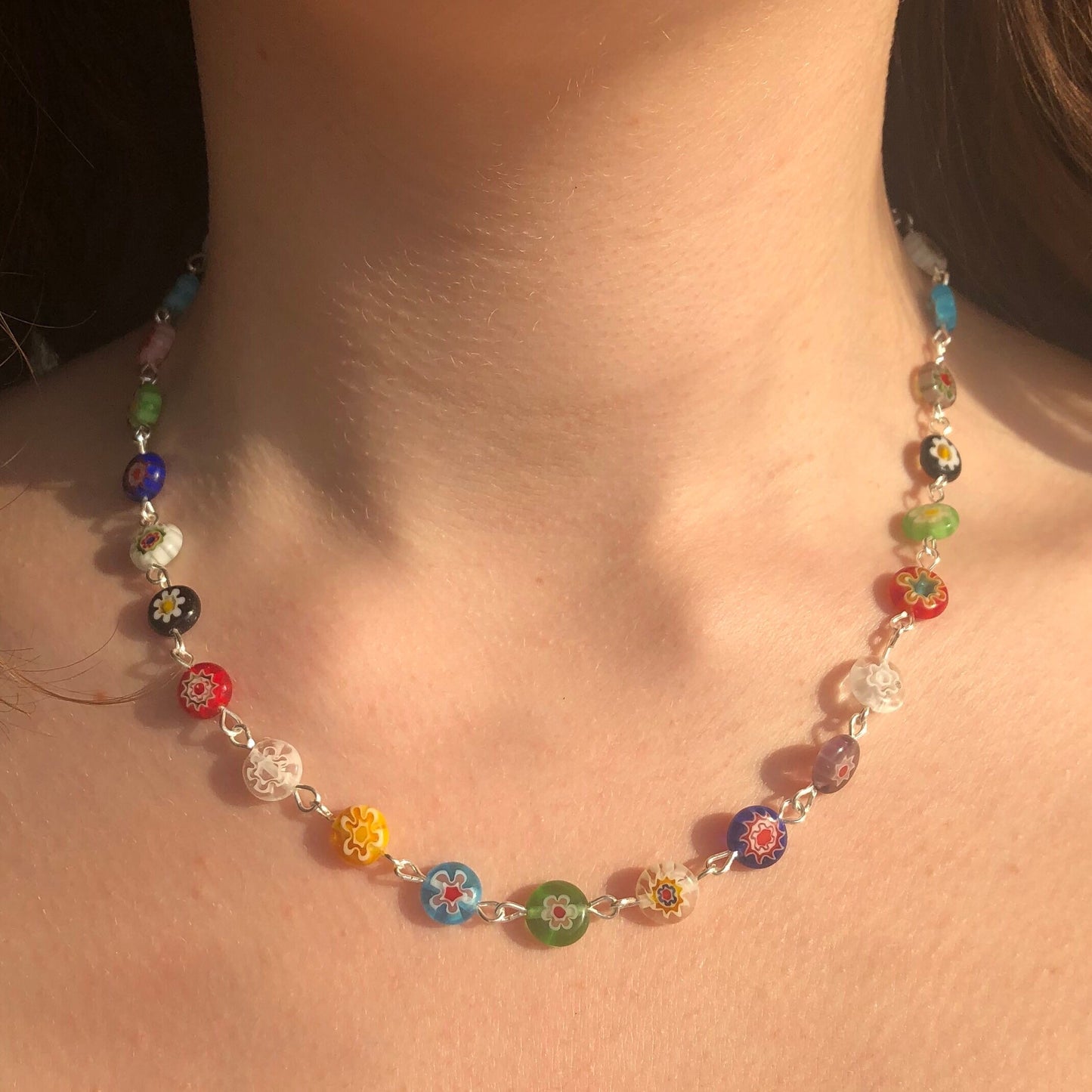 Millefiori chain necklace