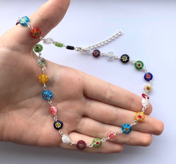 Millefiori chain necklace