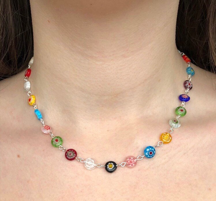 Millefiori chain necklace