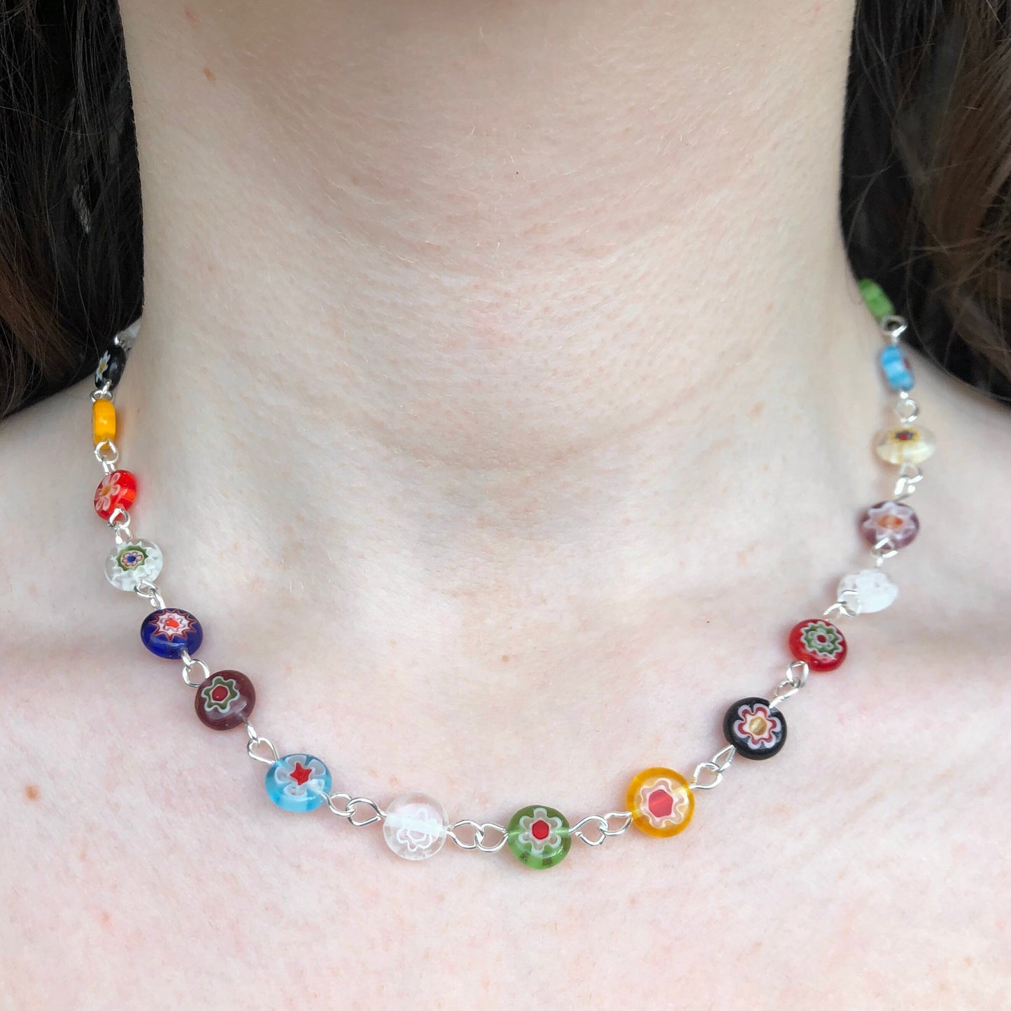 Millefiori chain necklace