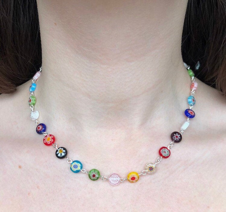 Millefiori chain necklace