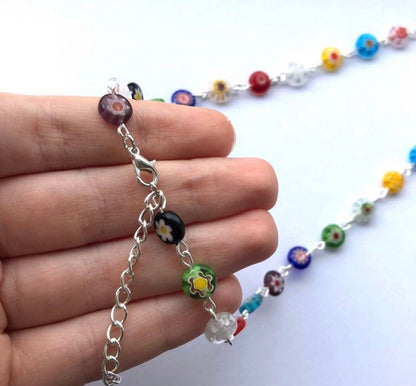 Millefiori chain necklace