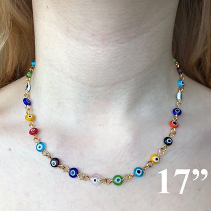 Evil eye murano glass chain necklace