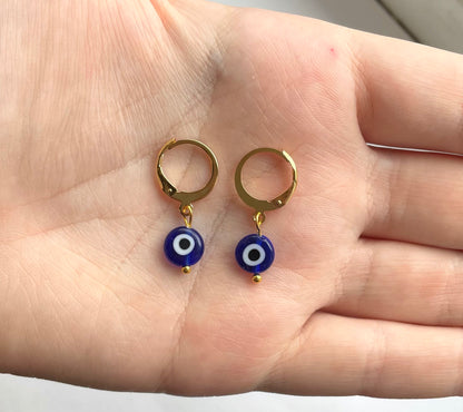 Evil eye huggie hoop earrings