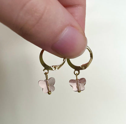 Pastel butterfly huggie hoop earrings