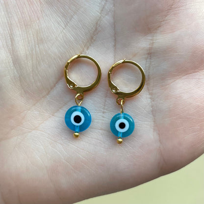 Evil eye huggie hoop earrings