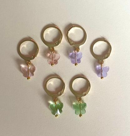 Pastel butterfly huggie hoop earrings