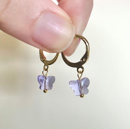 Pastel butterfly huggie hoop earrings