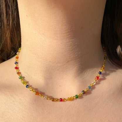 Multicoloured iridescent chain necklace