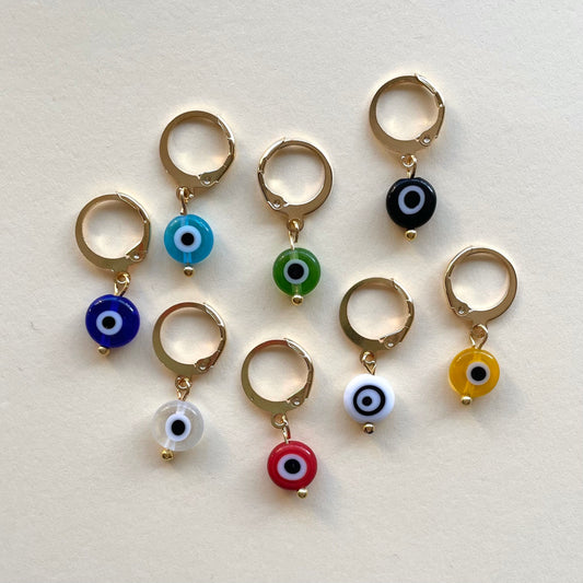 Evil eye huggie hoop earrings