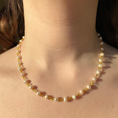 Freshwater Pearl gold chain necklace