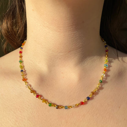 Multicoloured iridescent chain necklace