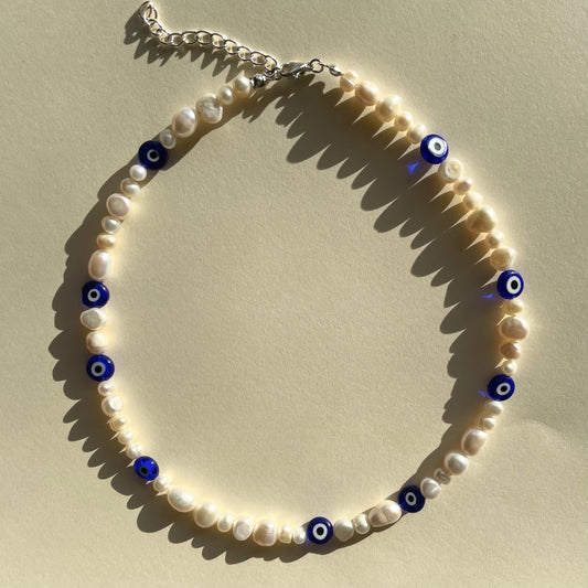 Evil eye assorted freshwater pearl necklace