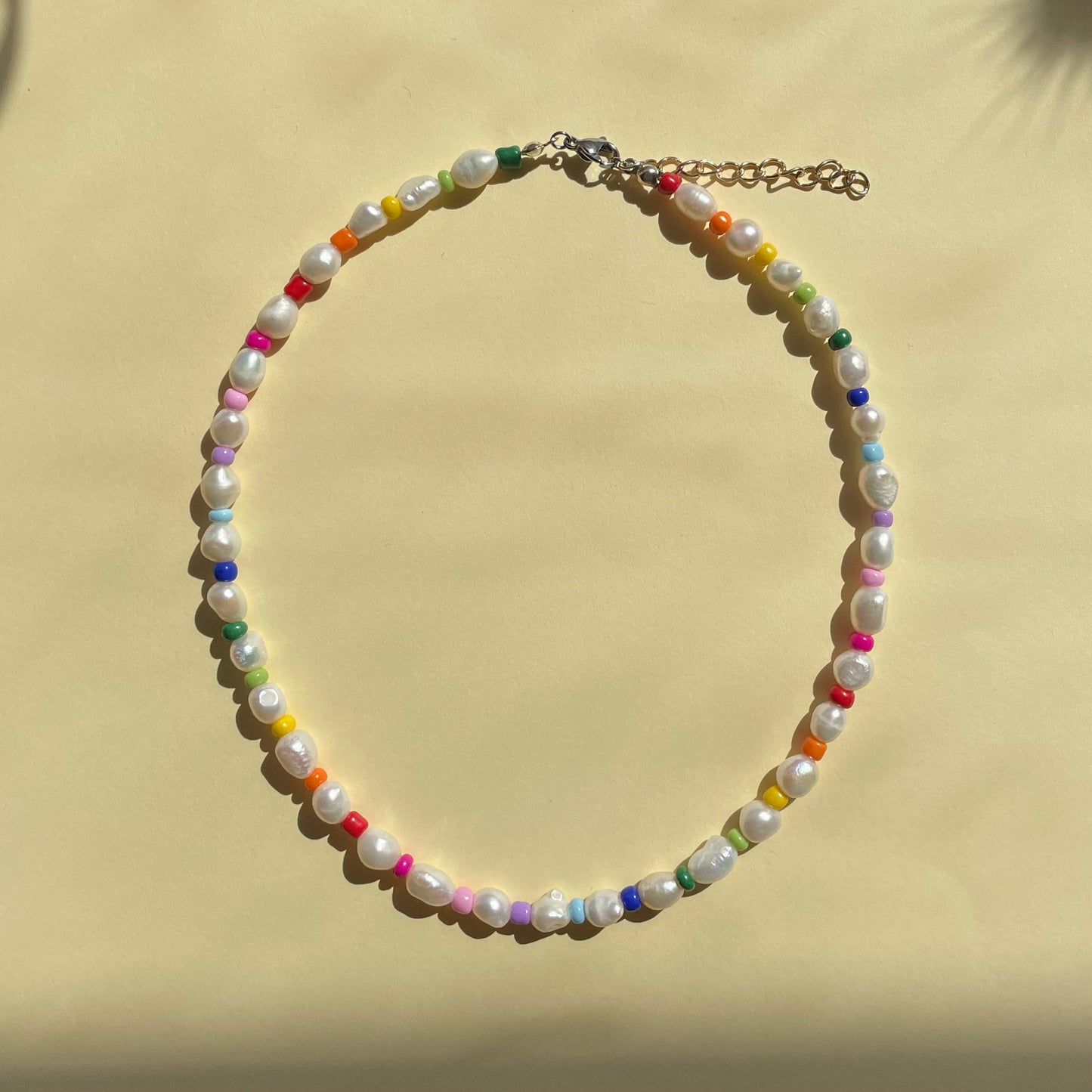 Multicoloured beaded freshwater pearl necklace