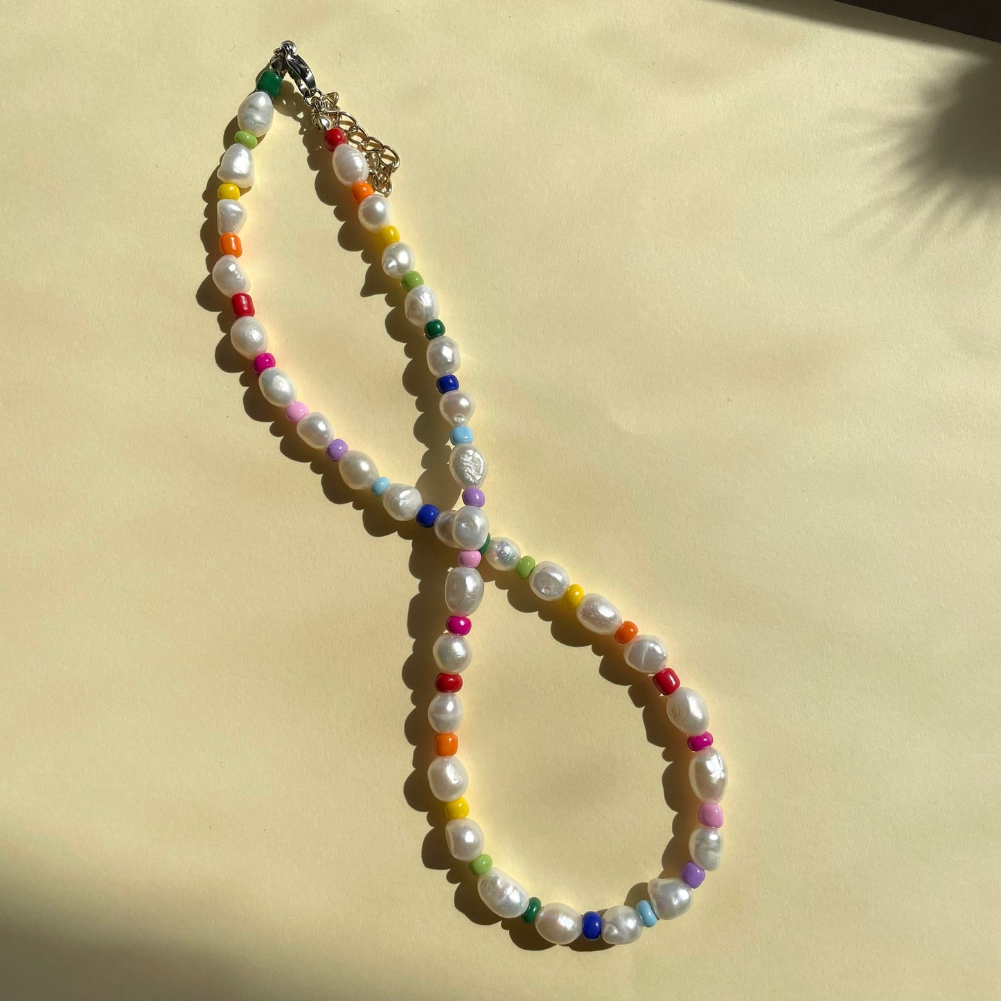 Multicoloured beaded freshwater pearl necklace