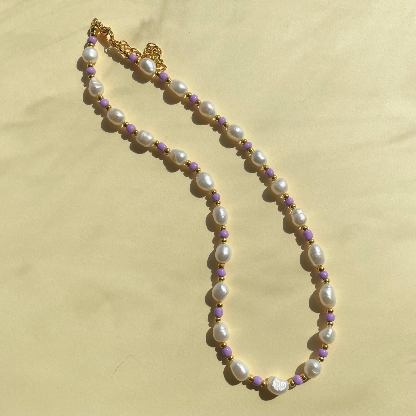 Lilac and gold Freshwater pearl necklace