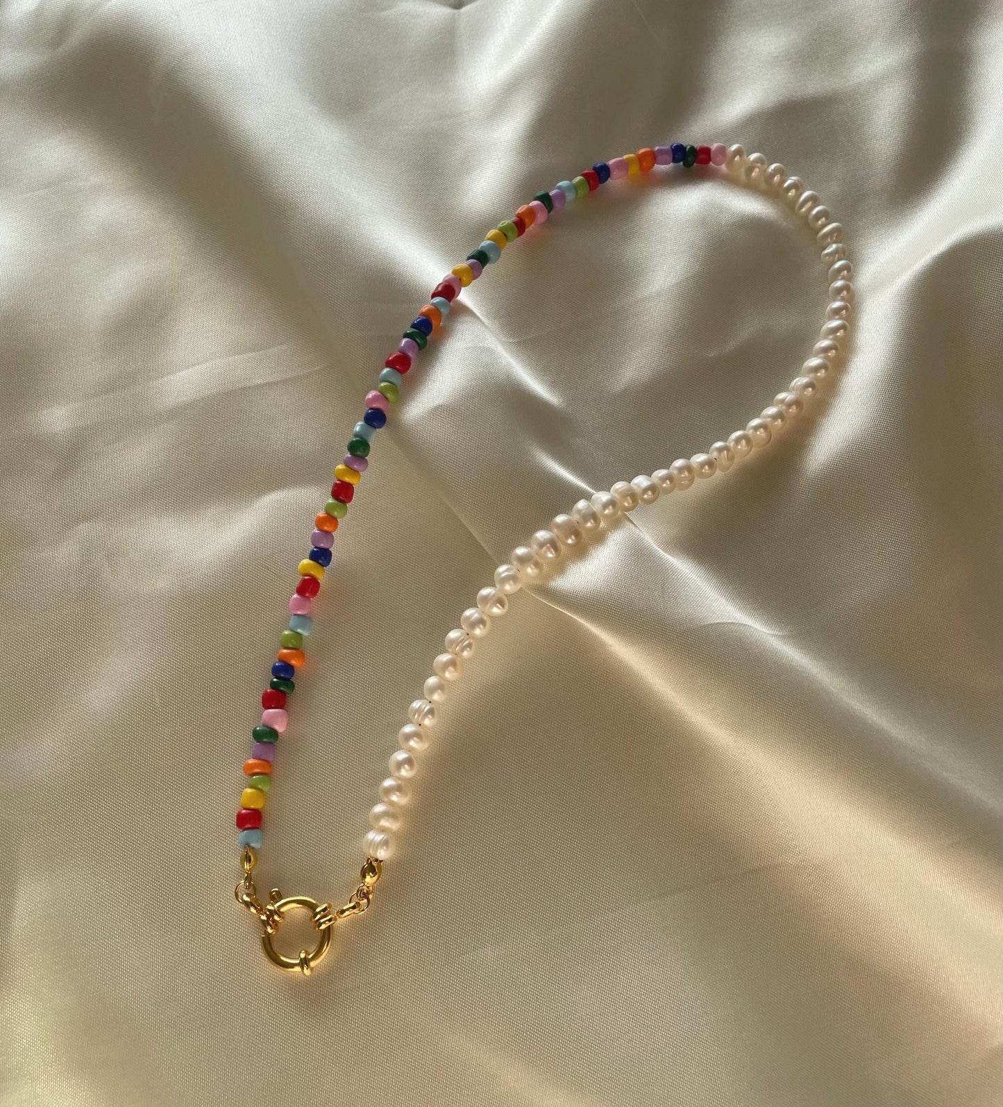 Half and half freshwater Pearl colourful necklace