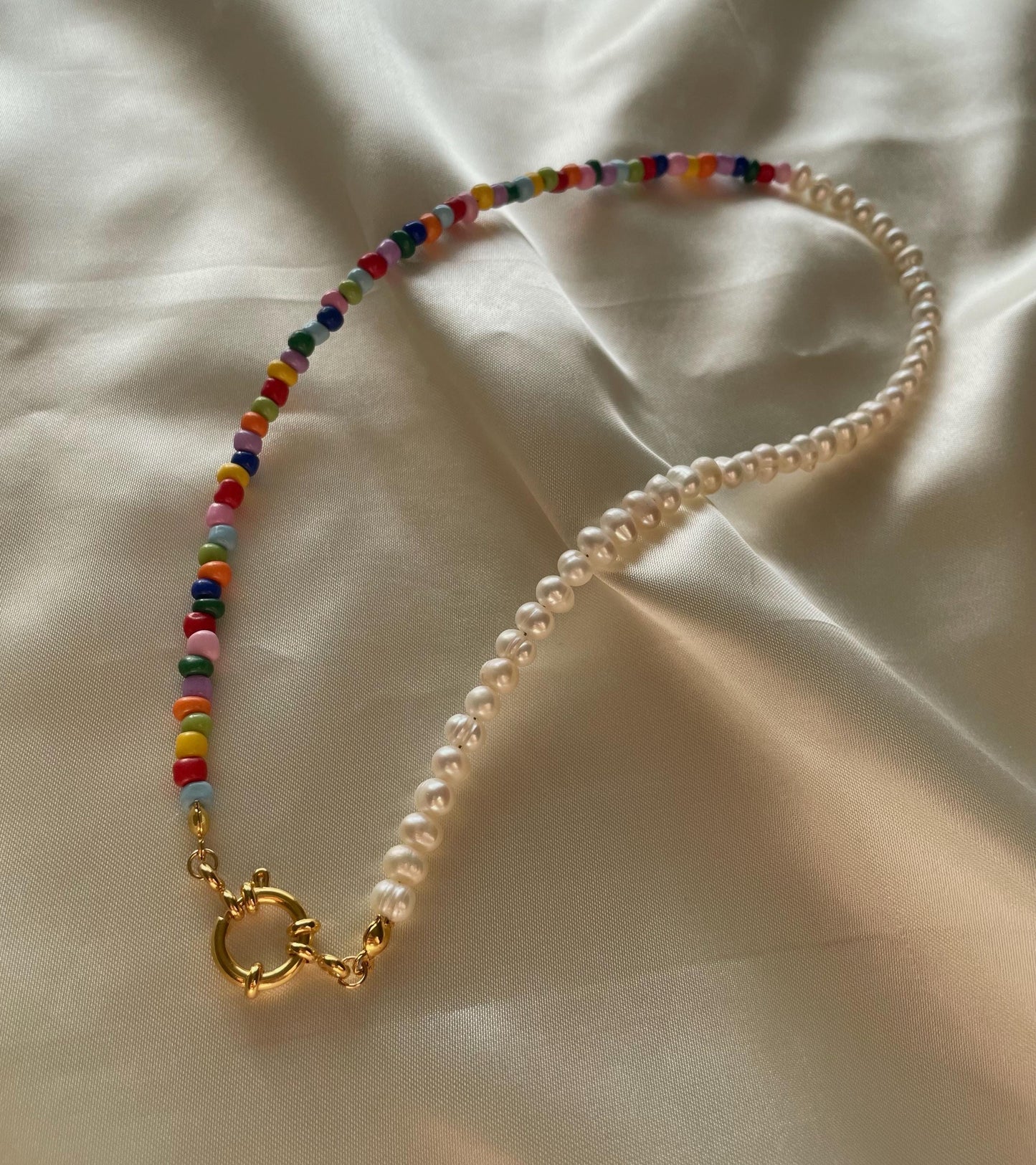 Half and half freshwater Pearl colourful necklace